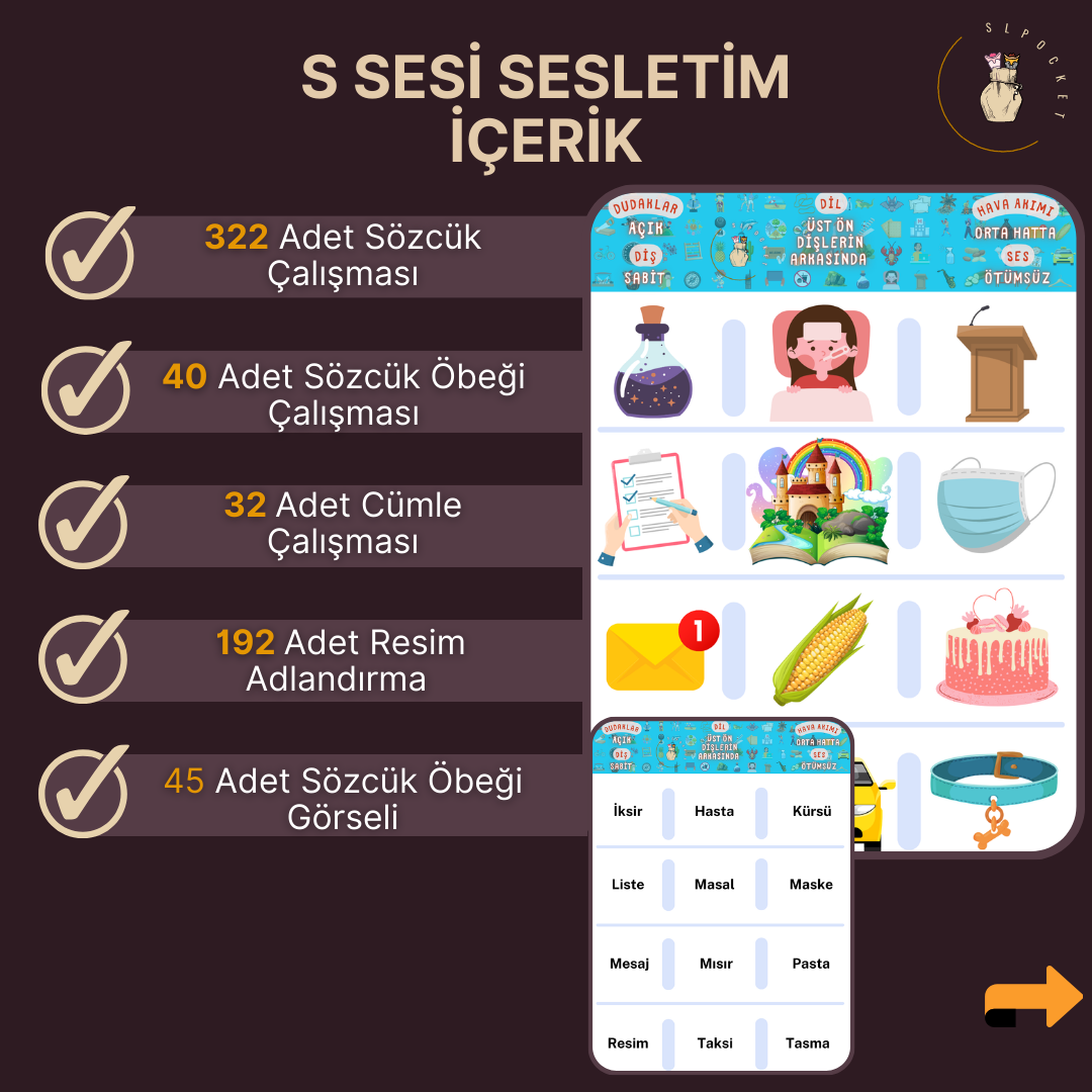 S Sesi Sesletim Materyali | Artikülasyon Çalışmaları