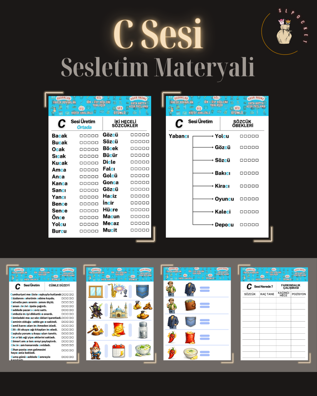 C sesi cümle çalışmaları örnek sayfası